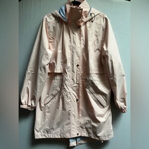 Avoogue Blush Pink Hooded Raincoat Lightweight Rain Jacket Size XL